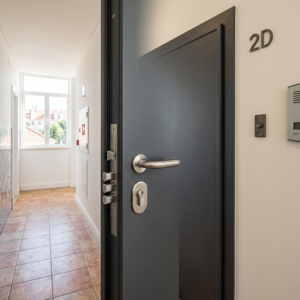 Porta residencial com fechadura de segurança de alta qualidade